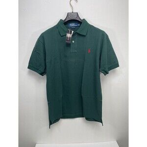 Ralph Lauren POLO Shirt Men Custom Slim Fit Mesh Short Sleeve Dark Green XXL NWT